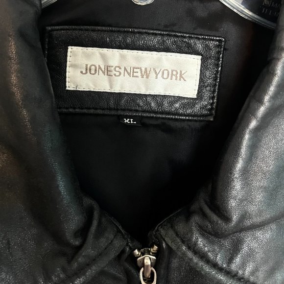 Vintage Jones New York Black “Butter Soft’ 100% Leather Womens Jacket Size L - Picture 5 of 10